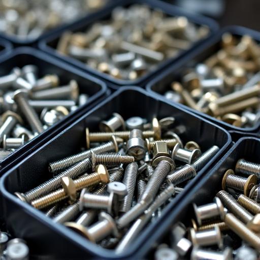 Bins of nuts, bolts, and fasteners