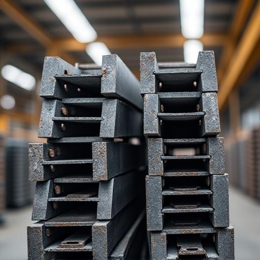 Stack of structural steel I-beams